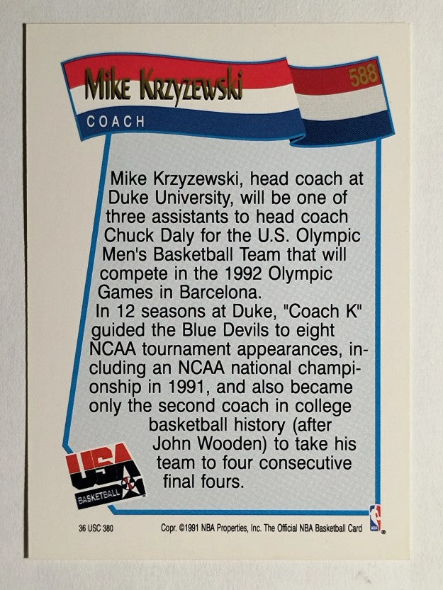 1991-92 Hoops #588 Mike Krzyzewski CO USA RC (NM)