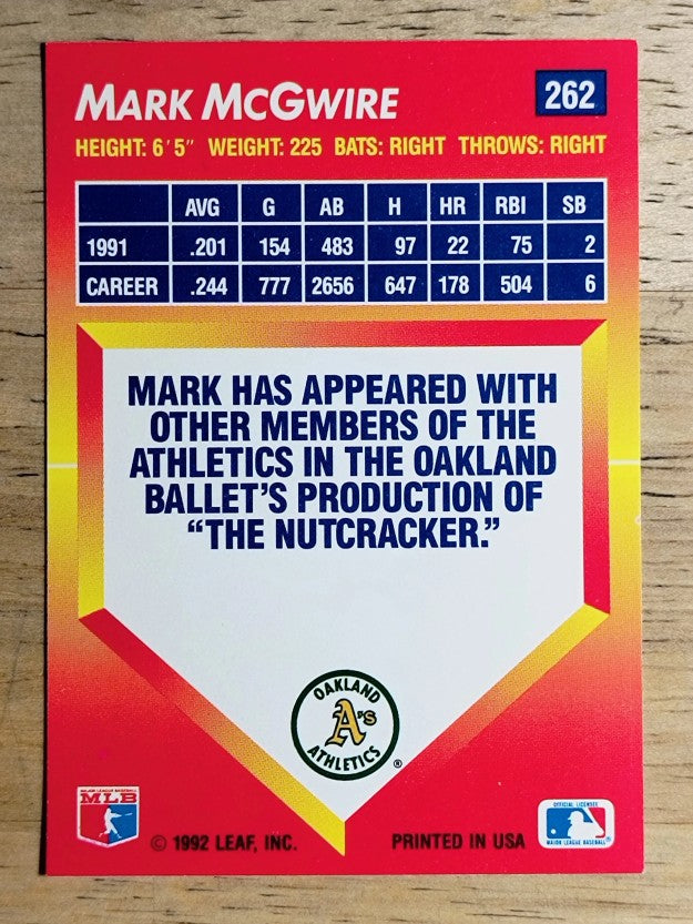 1992 Triple Play #262 Mark McGwire