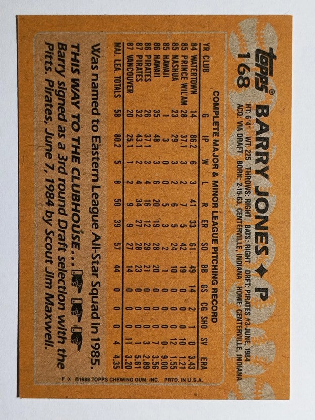 1988 Topps #168 Barry Jones