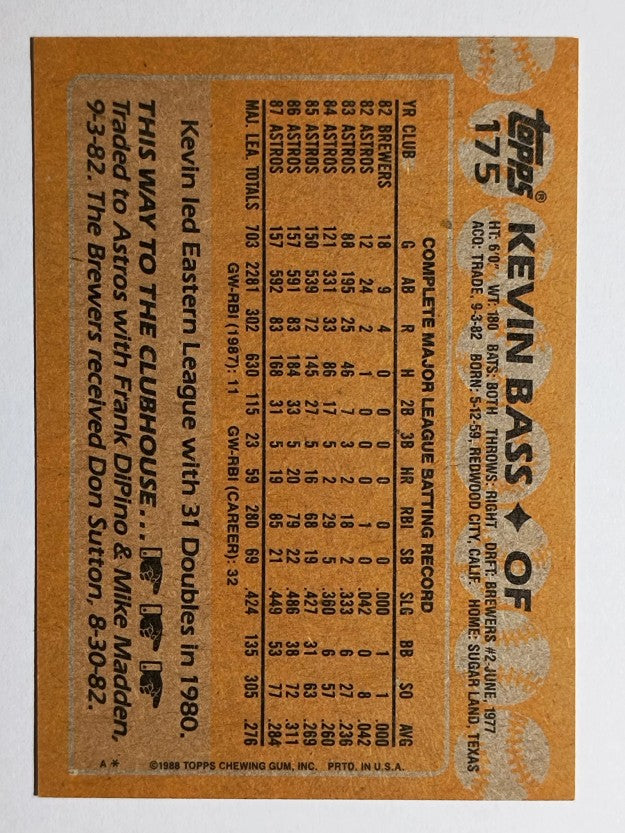 1988 Topps #175 Kevin Bass