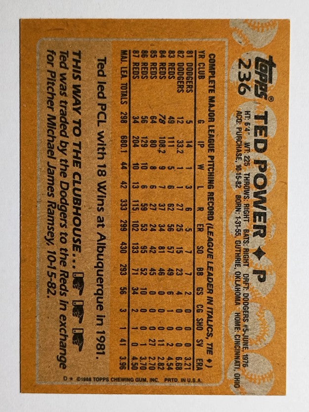 1988 Topps #236 Ted Power