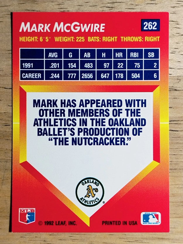 1992 Triple Play #262 Mark McGwire
