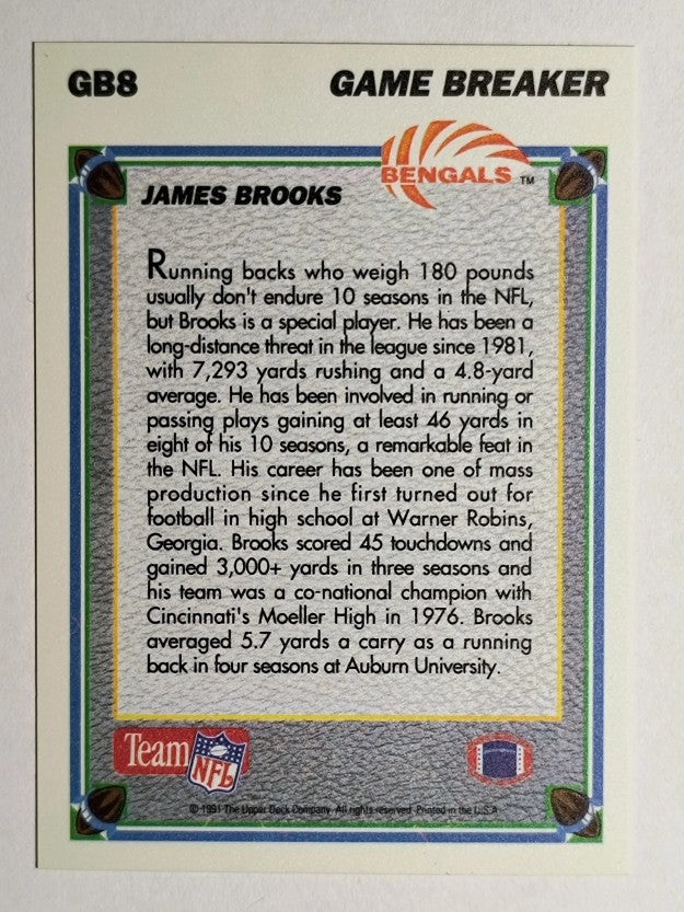 1991 Upper Deck Game Breaker Holograms #GB8 James Brooks