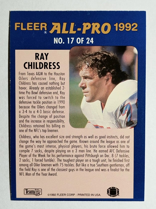 1992 Fleer All-Pros #17 Ray Childress
