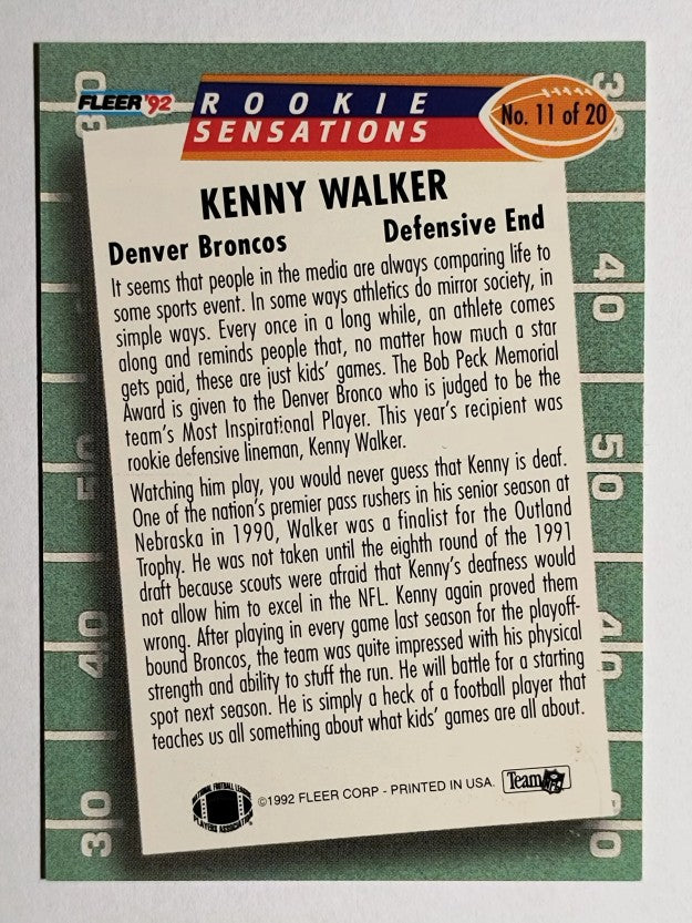 1992 Fleer Rookie Sensations #11 Kenny Walker