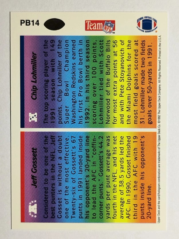 1992 Upper Deck Pro Bowl #PB14 Jeff Gossett/Chip Lohmiller