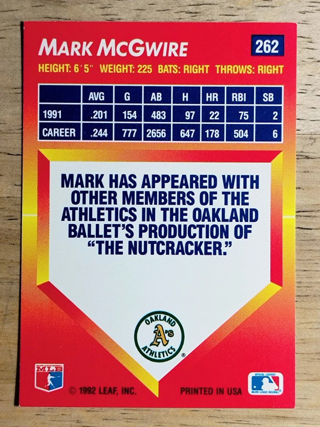 1992 Triple Play #262 Mark McGwire