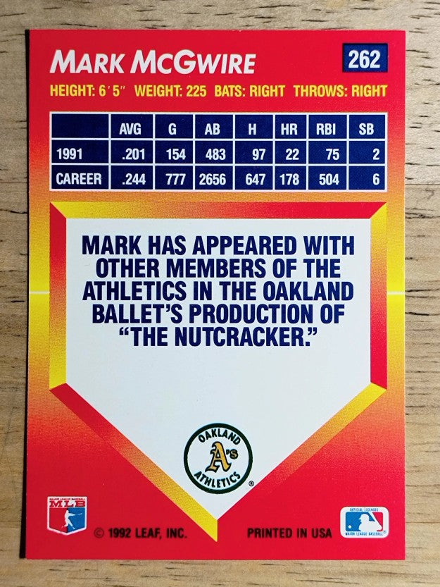 1992 Triple Play #262 Mark McGwire