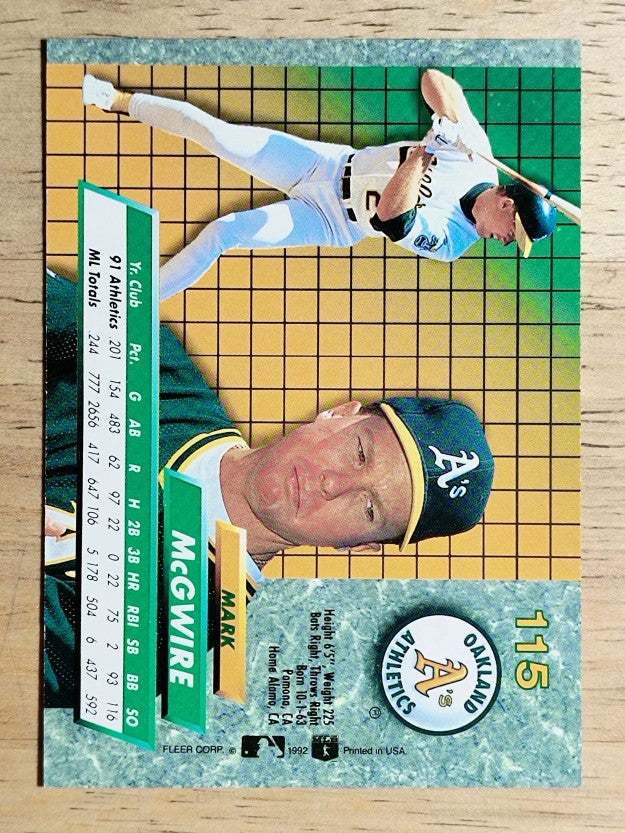 1992 Ultra #115 Mark McGwire