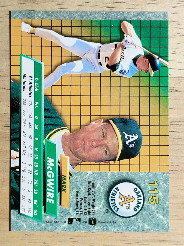 1992 Ultra #115 Mark McGwire