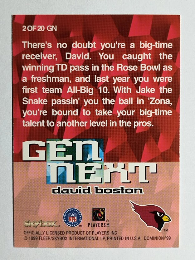 1999 SkyBox Dominion Gen Next #2 David Boston