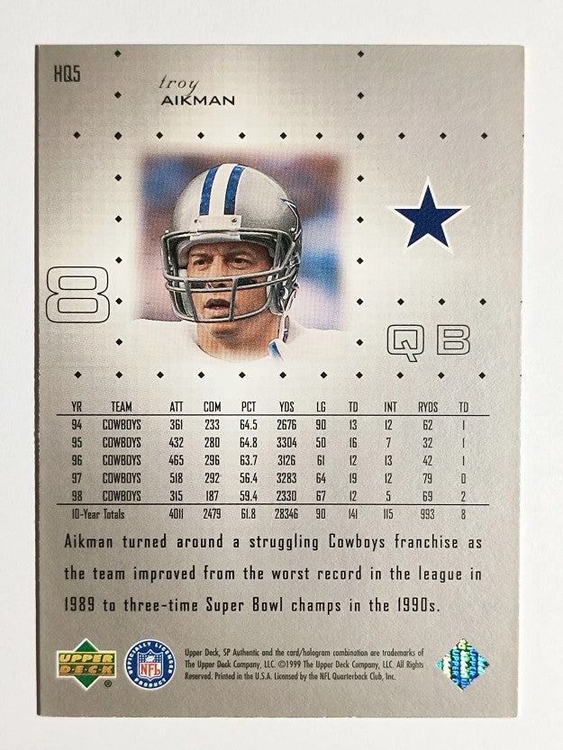 1999 SP Authentic NFL Headquarters #HQ5 Troy Aikman (EXMT)