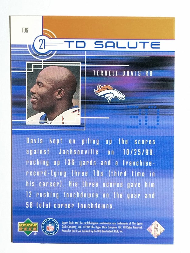 1999 Upper Deck 21 TD Salute #TD6 Terrell Davis