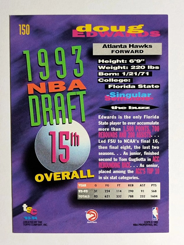 1993-94 Stadium Club #150 Doug Edwards RC