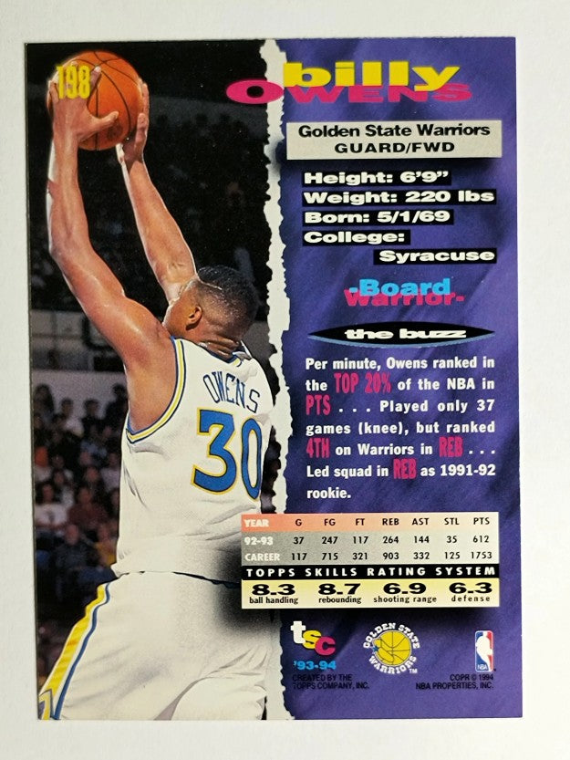 1993-94 Stadium Club #198 Billy Owens