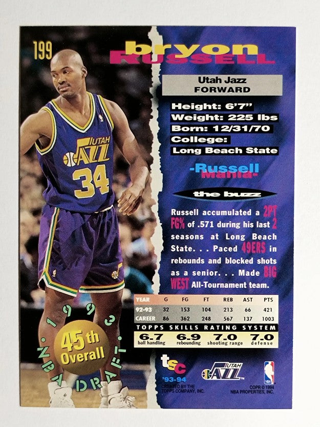 1993-94 Stadium Club #199 Bryon Russell RC