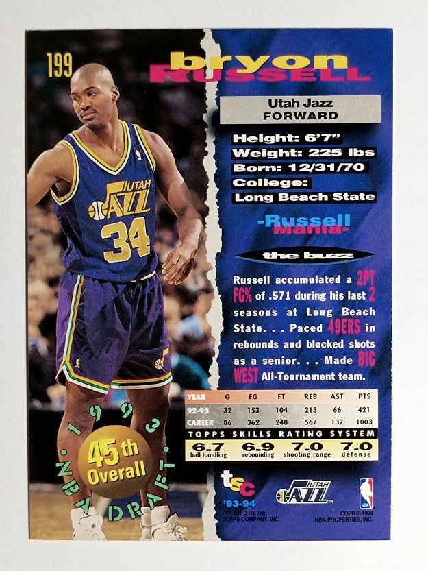 1993-94 Stadium Club #199 Bryon Russell RC