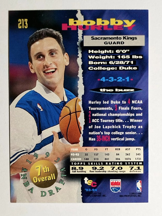 1993-94 Stadium Club #213 Bobby Hurley