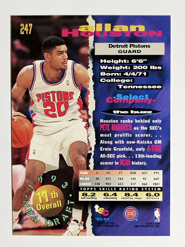 1993-94 Stadium Club #247 Allan Houston RC