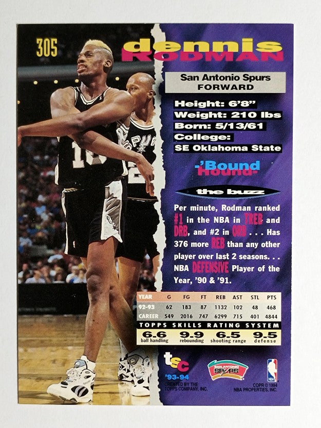 1993-94 Stadium Club #305 Dennis Rodman