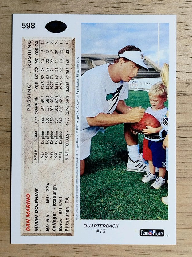 1992 Upper Deck #598 Dan Marino