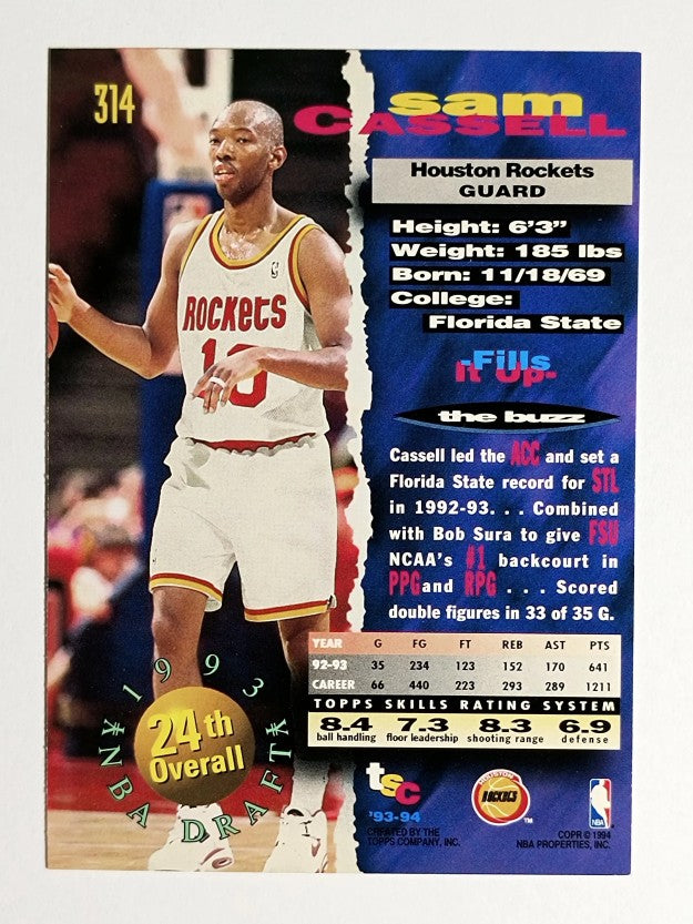 1993-94 Stadium Club #314 Sam Cassell RC