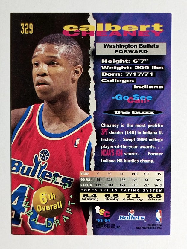 1993-94 Stadium Club #329 Calbert Cheaney