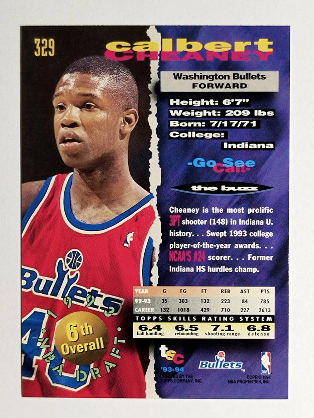 1993-94 Stadium Club #329 Calbert Cheaney