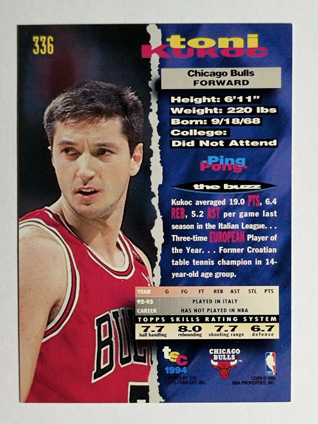 1993-94 Stadium Club #336 Toni Kukoc RC (NM)