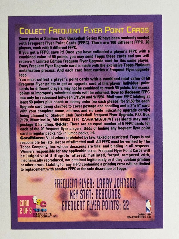 1993-94 Stadium Club Frequent Flyer Points #7 Larry Johnson (NM)