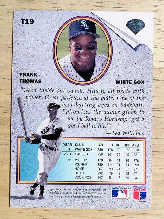 1992 Upper Deck Williams Best #T19 Frank Thomas