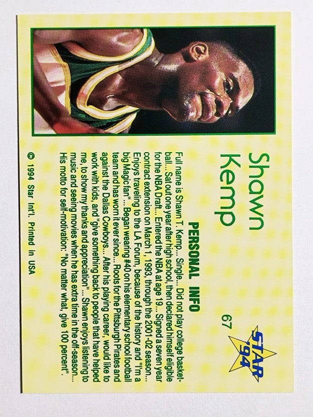 1993-94 Star #67 Shawn Kemp/Personal Info