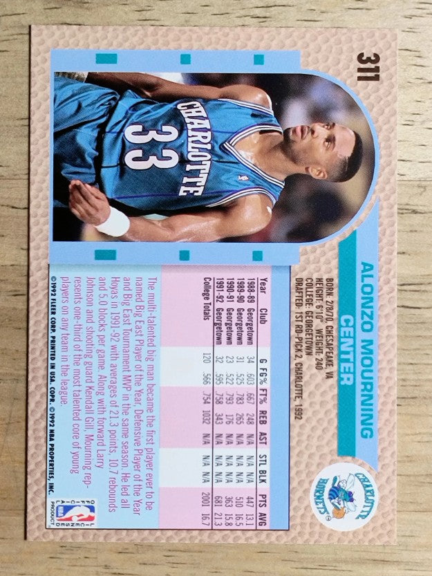 1992-93 Fleer #311 Alonzo Mourning RC