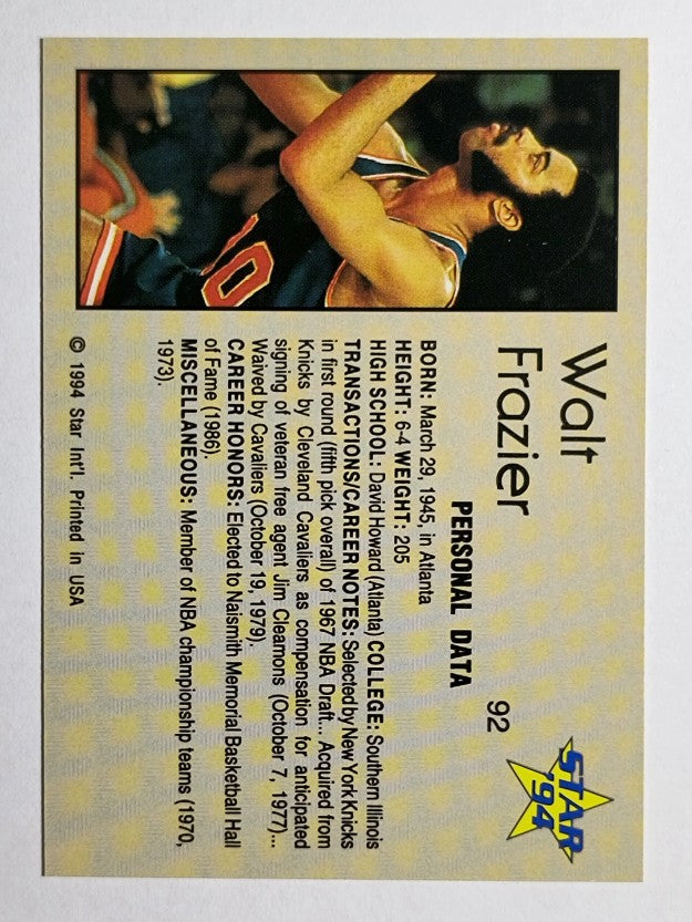 1993-94 Star #92 Walt Frazier/Personal Data