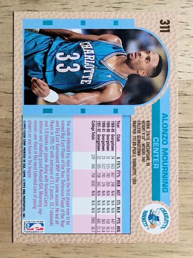 1992-93 Fleer #311 Alonzo Mourning RC