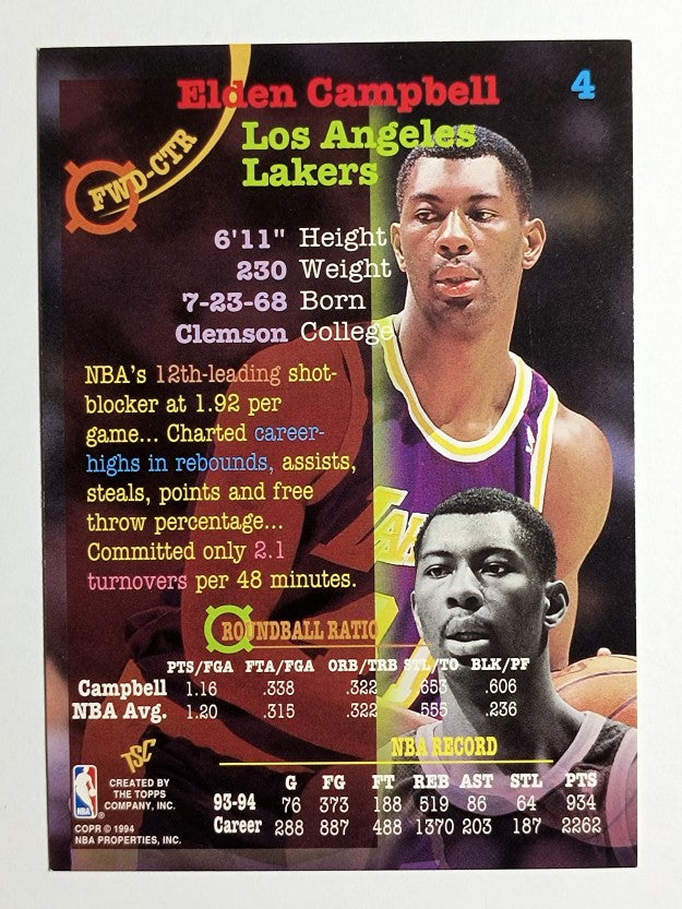 1994-95 Stadium Club #4 Elden Campbell