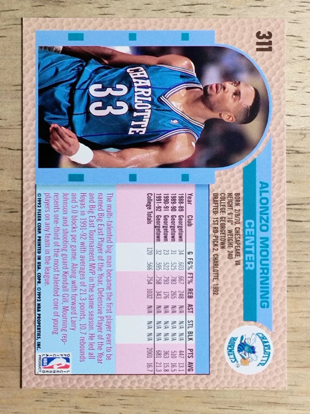 1992-93 Fleer #311 Alonzo Mourning RC