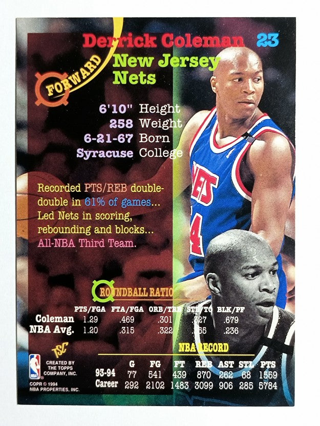 1994-95 Stadium Club #23 Derrick Coleman