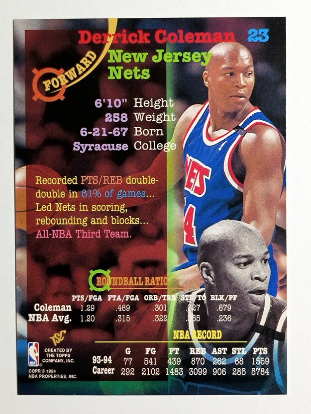 1994-95 Stadium Club #23 Derrick Coleman