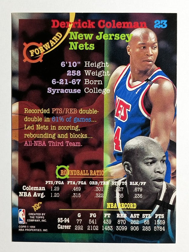 1994-95 Stadium Club #23 Derrick Coleman