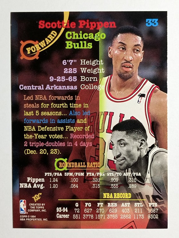 1994-95 Stadium Club #33 Scottie Pippen (NM)
