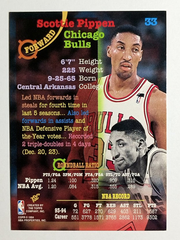 1994-95 Stadium Club #33 Scottie Pippen (NM)