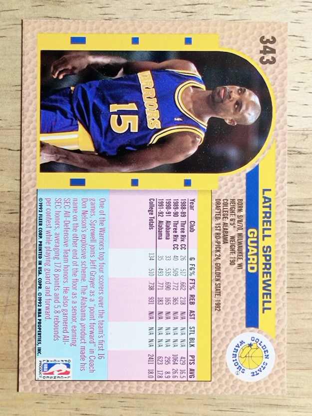 1992-93 Fleer #343 Latrell Sprewell RC