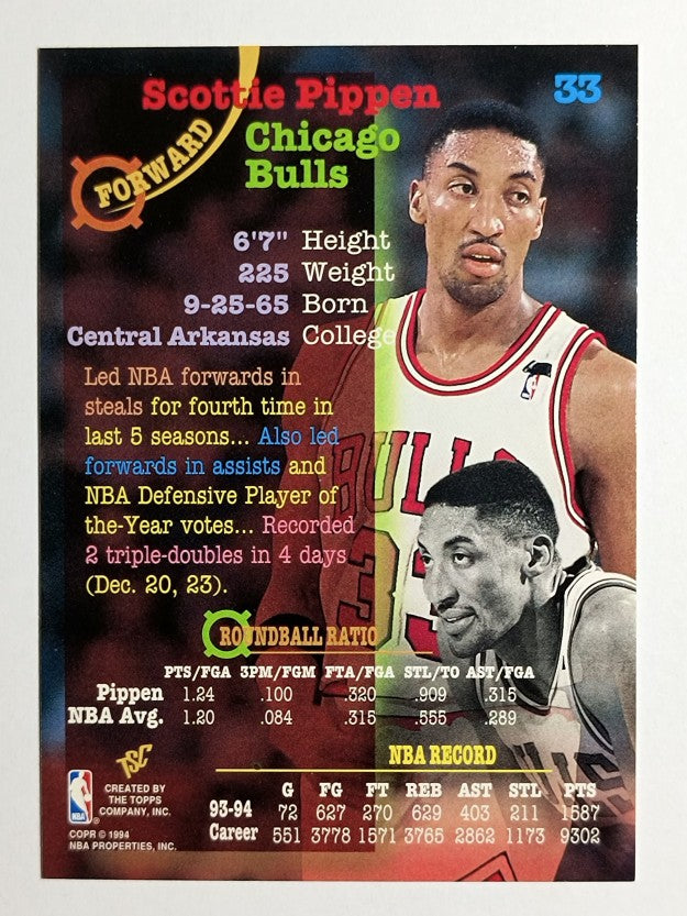 1994-95 Stadium Club #33 Scottie Pippen