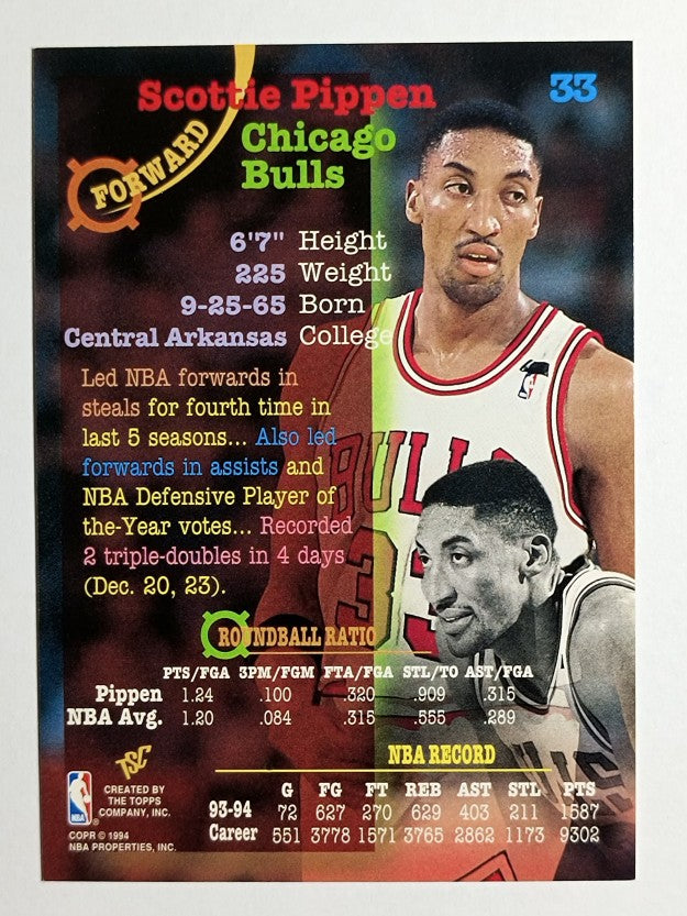 1994-95 Stadium Club #33 Scottie Pippen