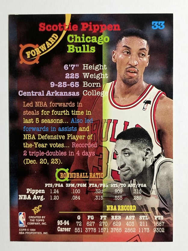 1994-95 Stadium Club #33 Scottie Pippen (NM)