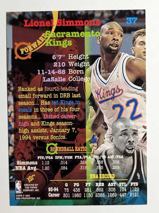 1994-95 Stadium Club #37 Lionel Simmons