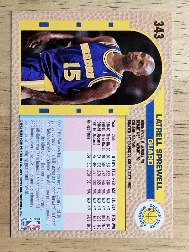 1992-93 Fleer #343 Latrell Sprewell RC