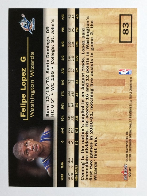 2000-01 Fleer Triple Crown #83 Felipe Lopez