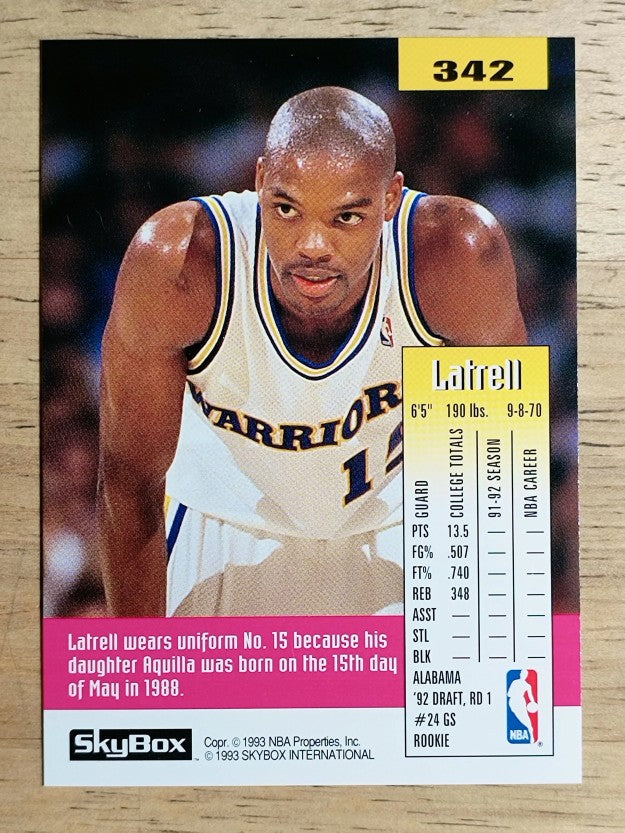 1992-93 SkyBox #342 Latrell Sprewell SP RC
